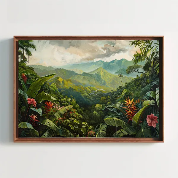 Costa Rica Landscape Travel Poster, Tropical Jungle