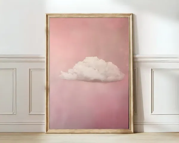 Cloud Print, Minimalist Pink Wall Art Poster