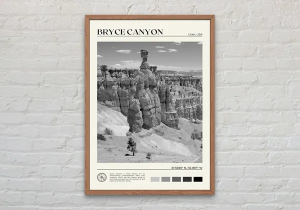Bryce Canyon National Park Black and White Travel Poster