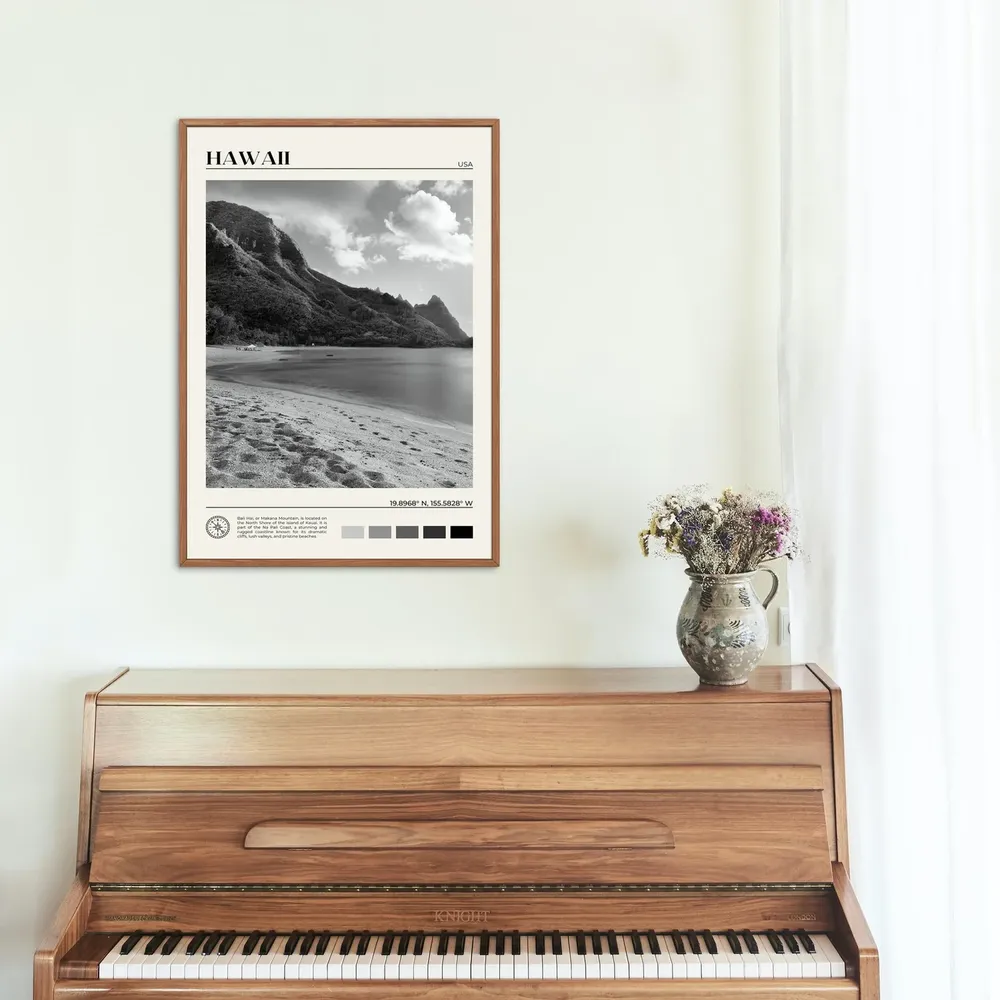 Hawaii Black And White Wall Art Print - Image 2