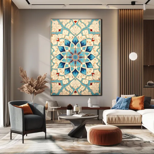 Turkish Patterned Islamic Motifs Art Print, Anatolian Tile