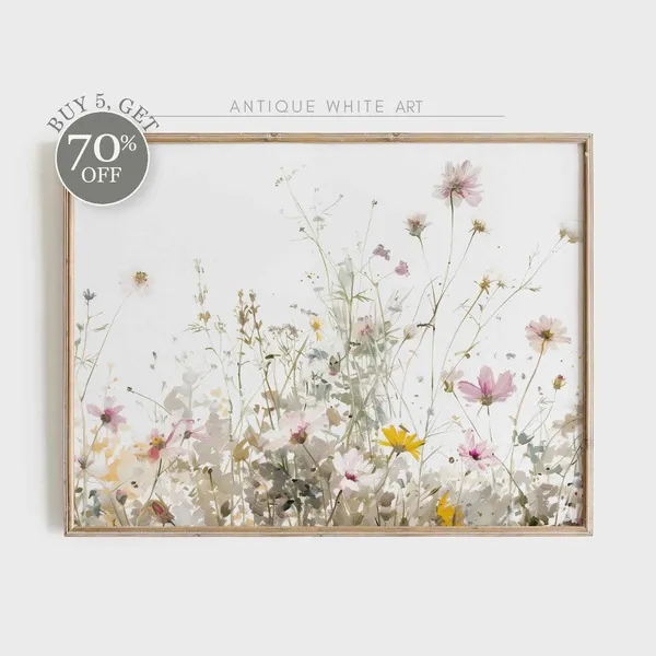 Spring Wildflower Field Art Print, Farmhouse Decor