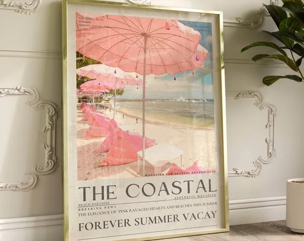 Coastal Life Newspaper Print, Vintage Beach Decor