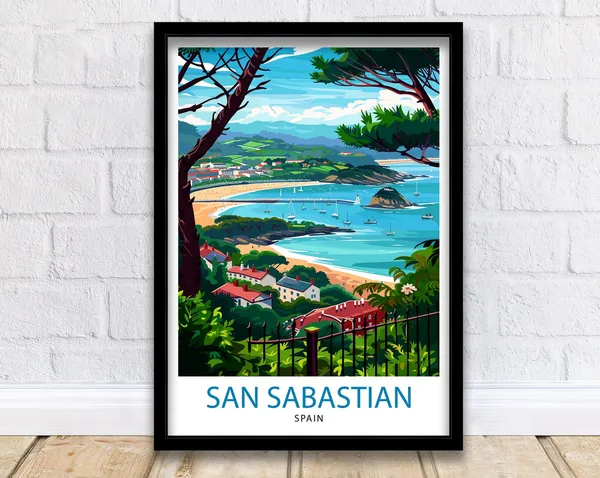 San Sebastian Spain Illustration Travel Poster