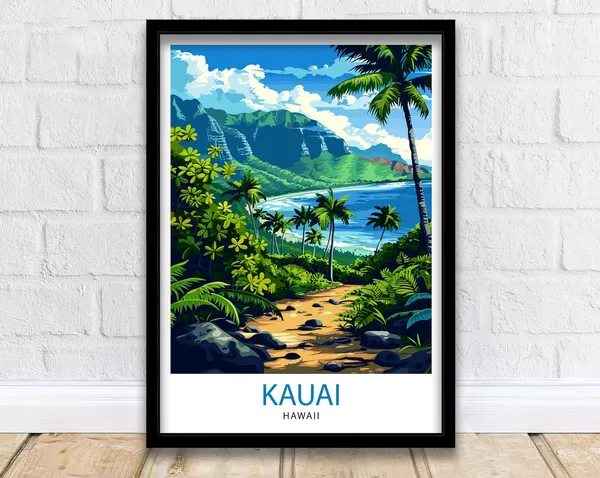 Kauai Hawaii Vintage Travel Poster, Na Pali Coast