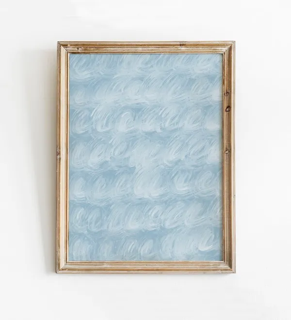 Blue Swirl Abstract Waves Art Print, Coastal