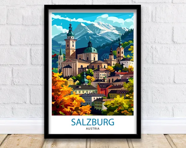 Salzburg Austria Travel Poster, Home Living Decor