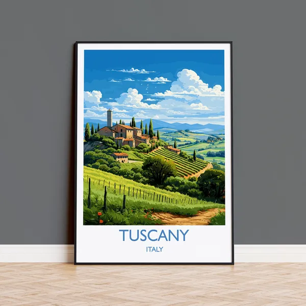 Tuscany Travel Poster, Italy Art Lovers Gift