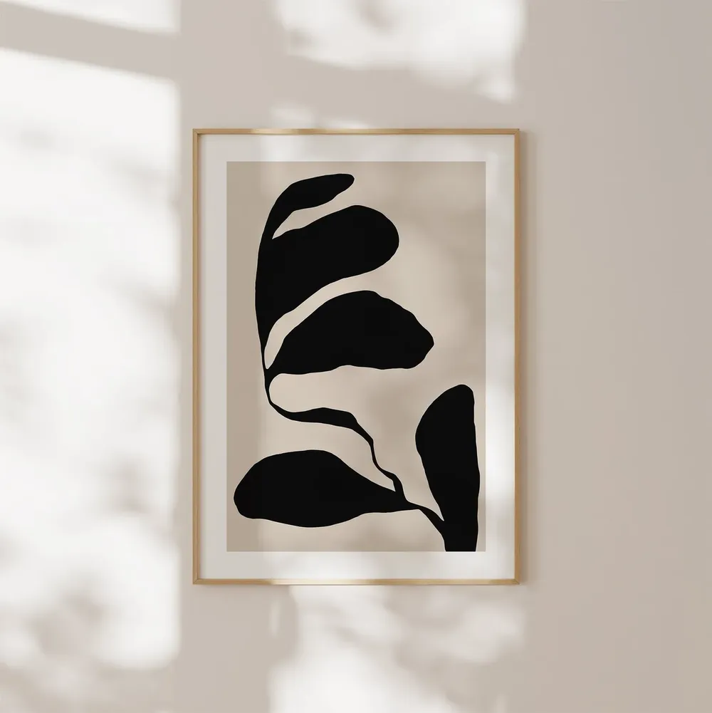 Abstract Botanical Beige Black Art Print - Image 2