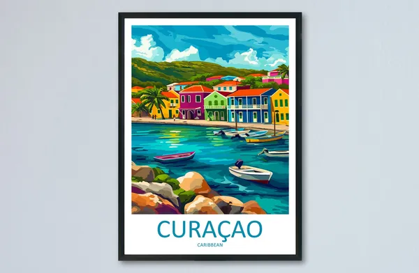 Curaçao Travel Poster, Caribbean Destination Art