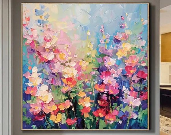 Colorful Abstract Floral Landscape Oil Painting Art Print