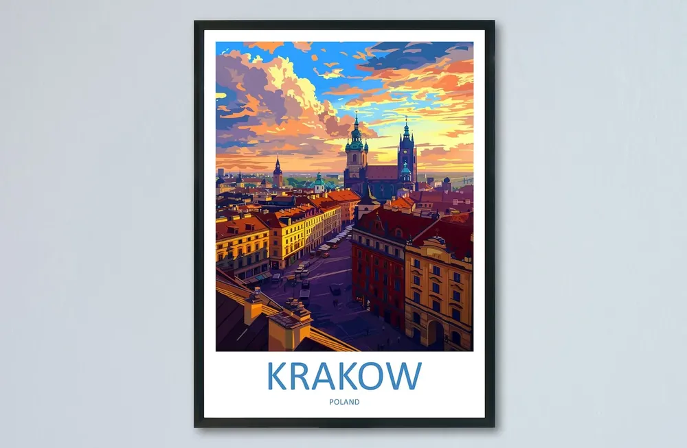Krakow Travel Poster, Poland Wall Decor