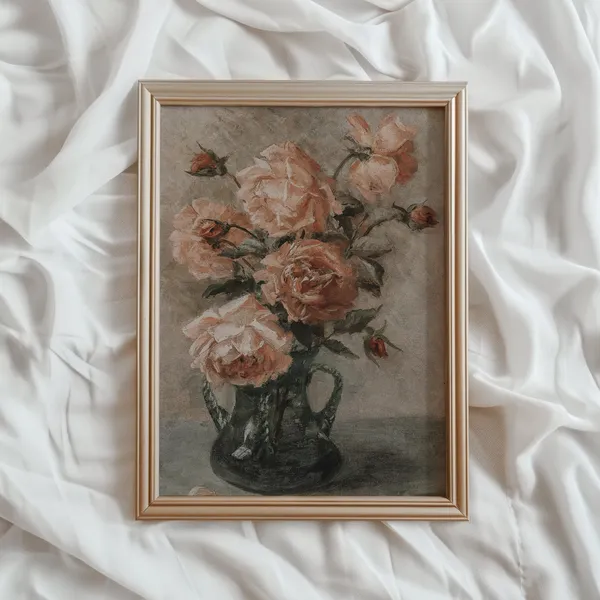 Flower Painting Vintage Still Life Roses Art Print
