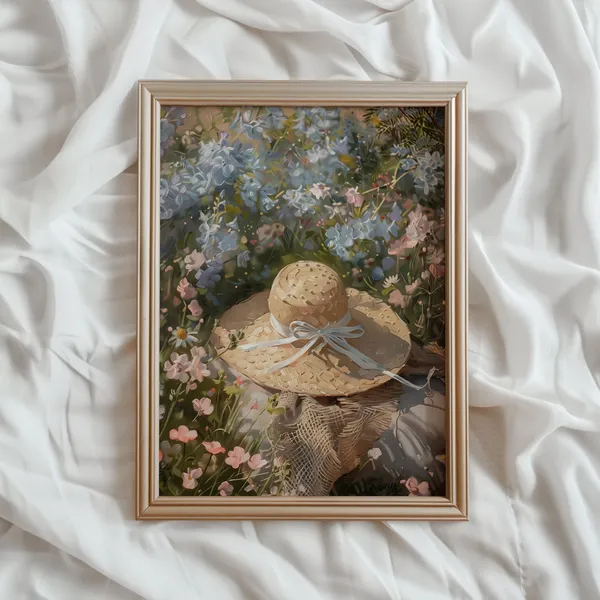 Spring Wildflower Meadow Art Print, Light Academia