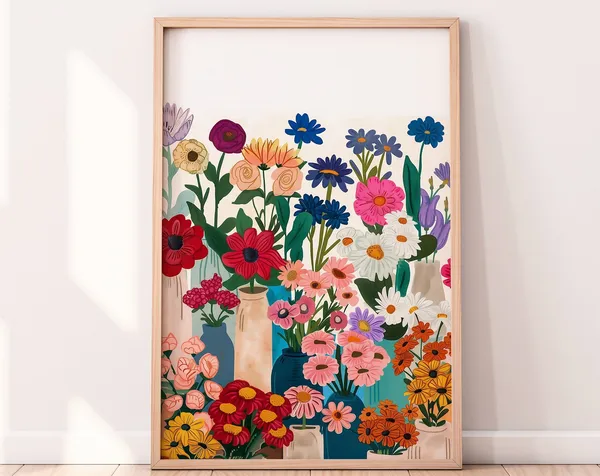 Flower In A Vase Illustration, Botanical Art Print