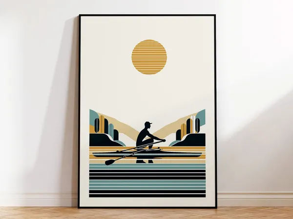 Rowing Mid-Century Gallery Wall Art Print