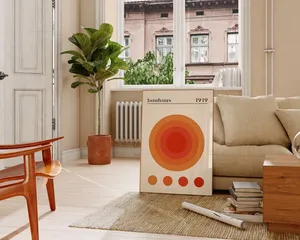 Bauhaus Orange Boho Geometric Art Print