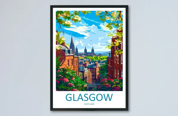 Glasgow Travel Poster, Scotland Wall Art Print