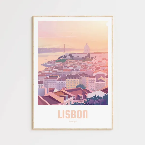 Lisbon Vintage Travel Poster, Europe Wall Art