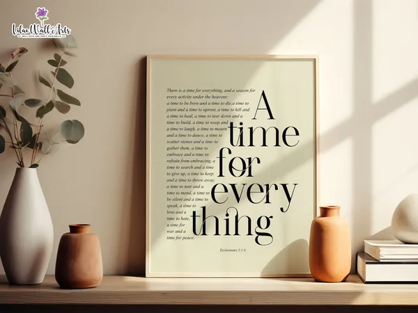 Ecclesiastes 3:1-8 Bible Verse Poster, Christian Art