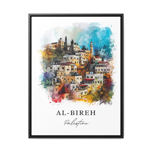 Albireh Watercolor Travel Poster, Palestine Housewarming