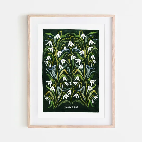 Snowdrop Art Print, Vintage Botanical Wall Art