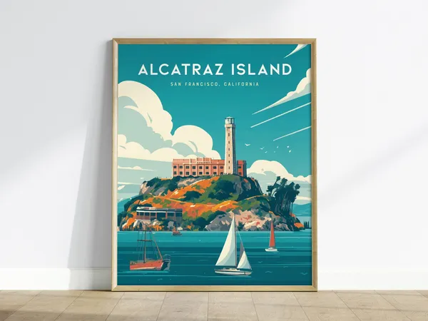 Alcatraz Island Travel Poster, San Francisco Art Print