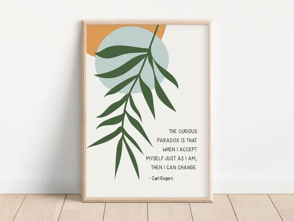 Carl Rogers Paradox Quote Poster, Psychology Wall Art