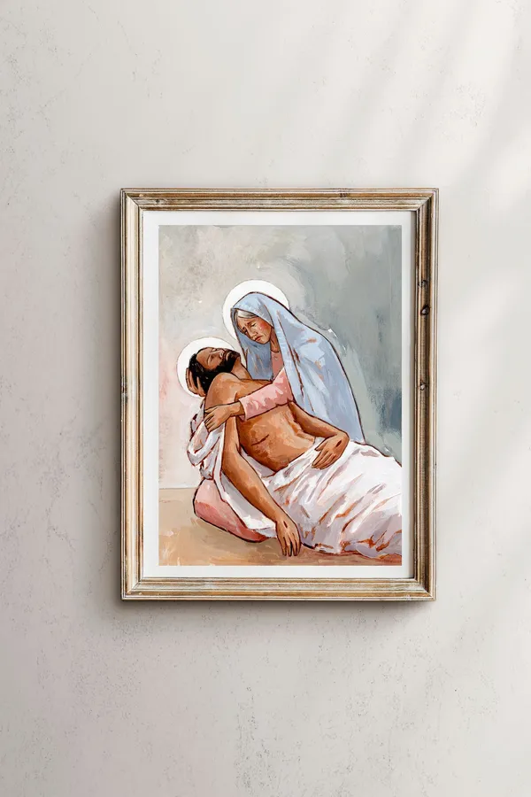 Pietà Mary and Jesus, Religious Easter Art Print