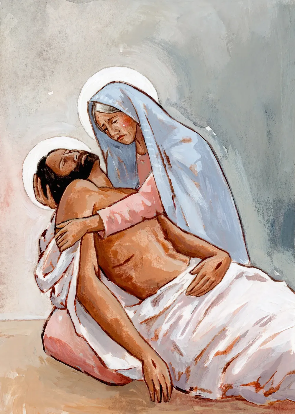 Pietà Mary and Jesus, Religious Easter Art Print - Image 2
