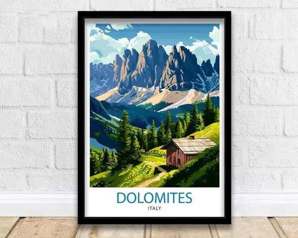 Dolomites Italy Travel Poster, Home Decor