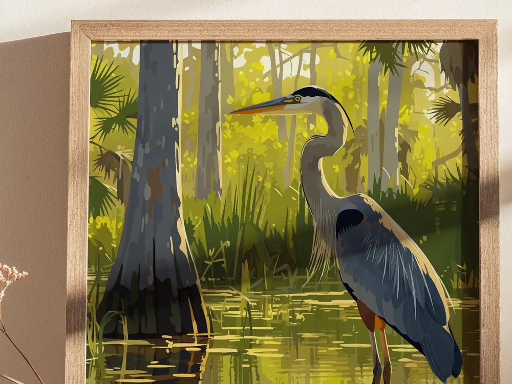 Great Blue Heron Everglades Art Print - Image 4