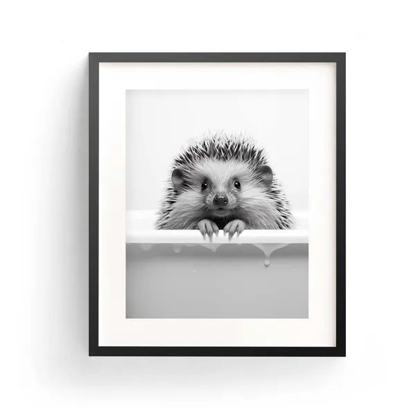 Hedgehog in Tub Bathroom Nursery Art Print