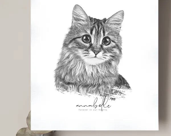 Custom Pet Portrait From Photo, Memorial Gift
