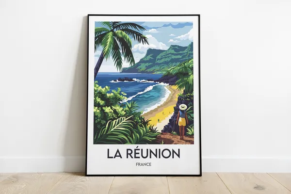 Reunion Island France Travel Poster, Europe