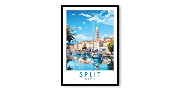 Split Croatia Travel Poster, Coastal Decor Art Print