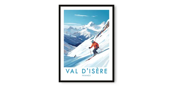 Val d'Isère Travel Poster, France Skiing Decor
