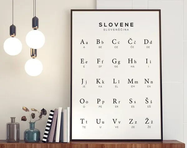 Slovene Alphabet Language Chart Art Print