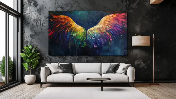 Rainbow Angel Wings Abstract Design Art Print