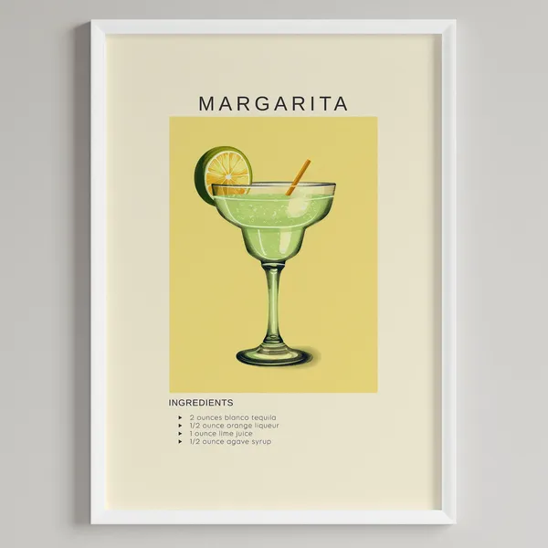 Margarita Cocktail Art Print, Home Bar Decor