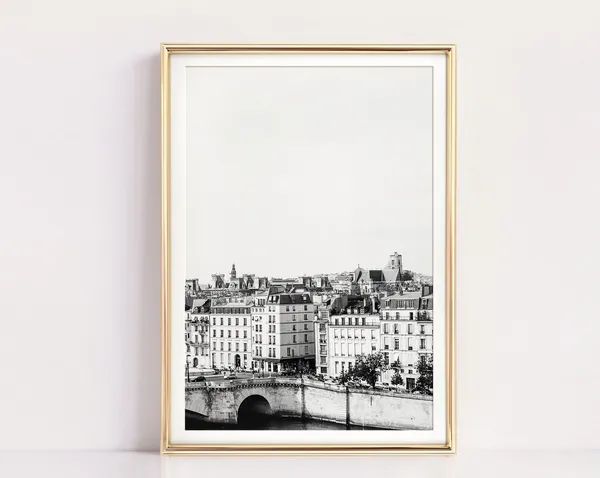 Paris Skyline Black And White Travel Poster Print