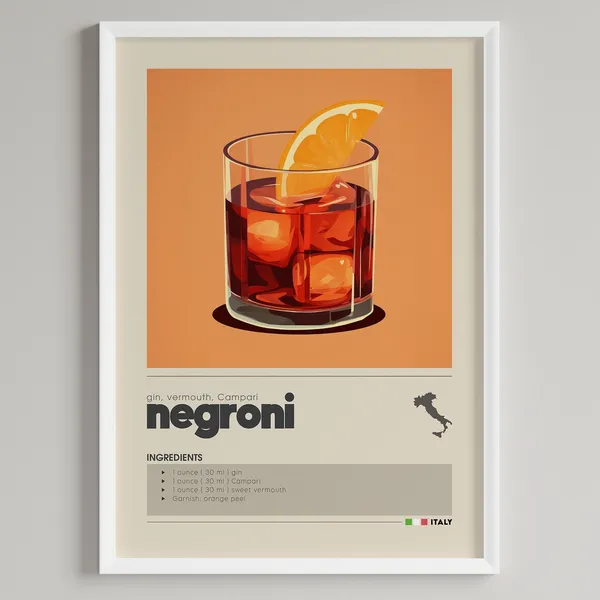 Negroni Cocktail Minimalist Classic Drink Art Print