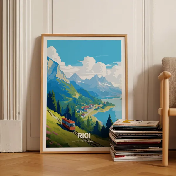 Switzerland Rigi Mountain Travel Poster, Swiss Alps
