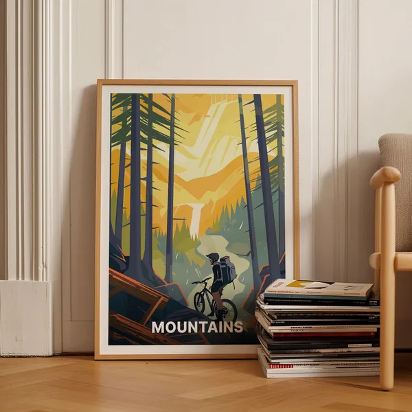 Mountain Biking Adventure Travel Poster, Extreme Sports