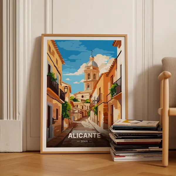 Alicante Spain Travel Poster, Scenic Landscape Art Print