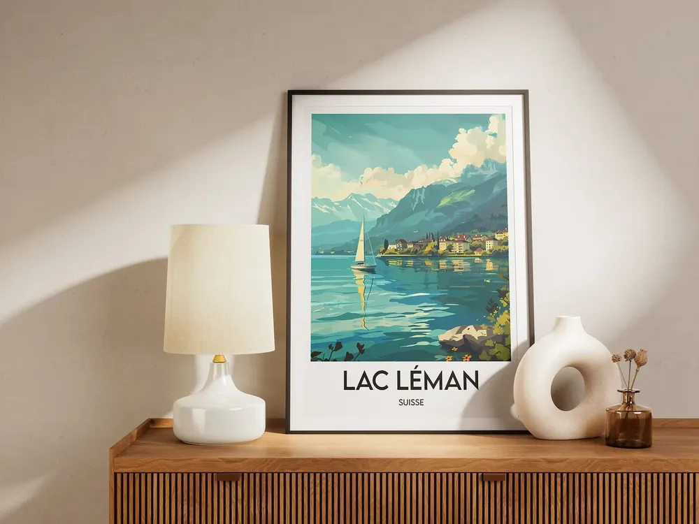 Lake Geneva Switzerland Travel Poster, Tourism Souvenir - Image 2