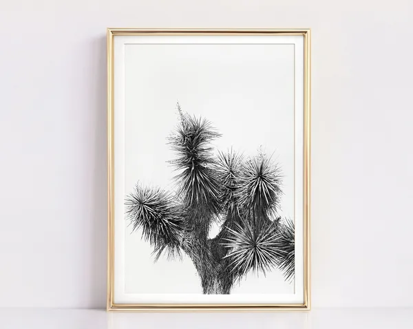 Joshua Tree Cactus Art Print, Black and White