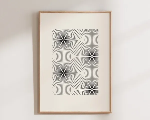 Geometric Abstract Floral Mid-Century Art Print