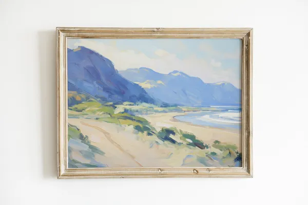 Soft Coastal Landscape Painting, Beachy Home Decor