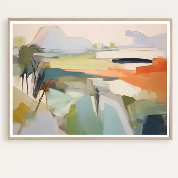 Bold Abstract Landscape, Colorful Watercolor Art Print